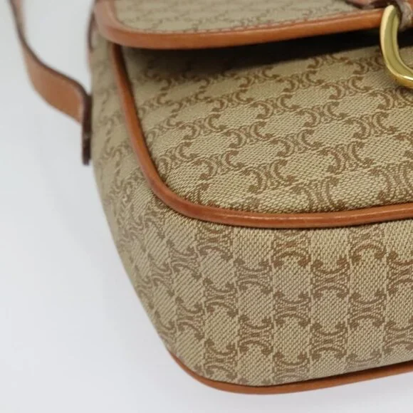 Authentic CELINE Macadam Canvas Shoulder Bag PVC Beige Gold - Picture 14 of 16
